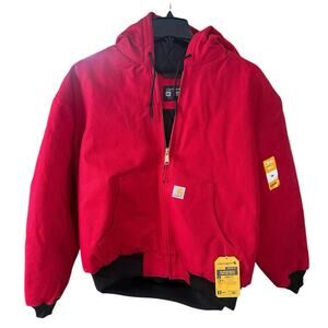 NWT CARHARTT Firm Duck flannel quilt lined hooded Active jacket 2XL J140 Red